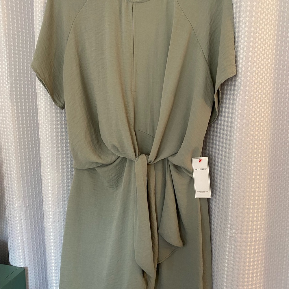 Sage Green Tie-Front Dress NWT